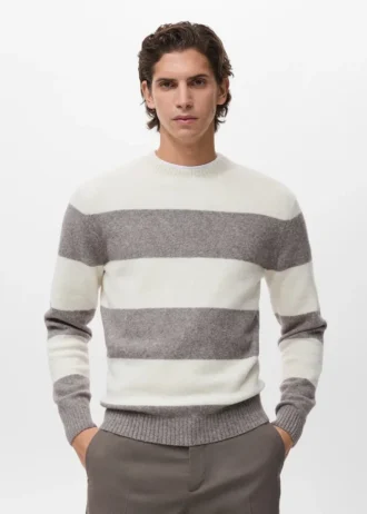 Pull rayé en laine mélangée