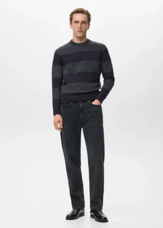 Pull rayé en laine mélangée