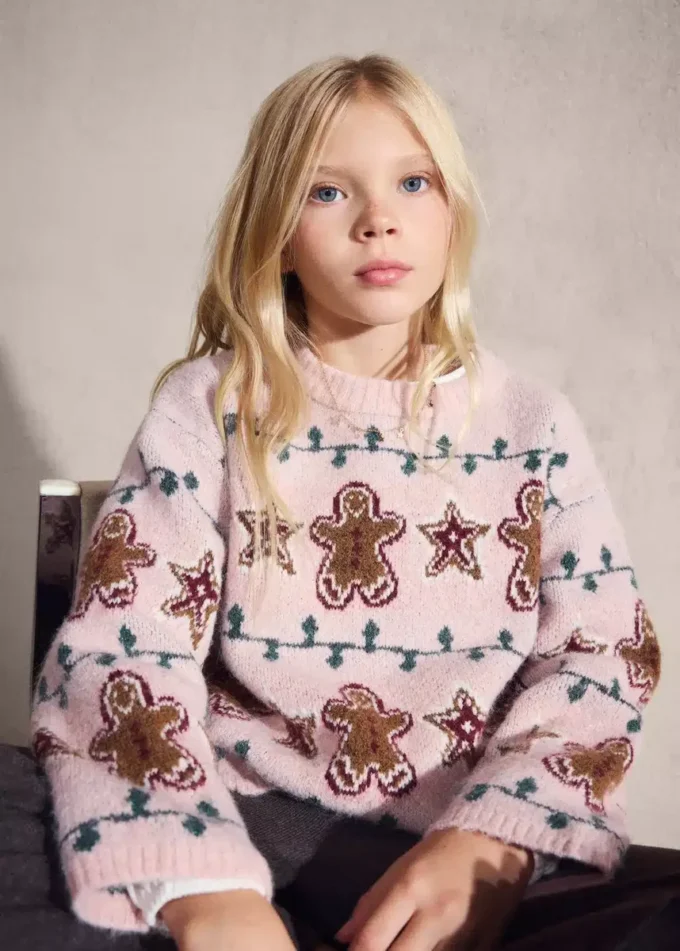Pull tricoté à motif de Noël