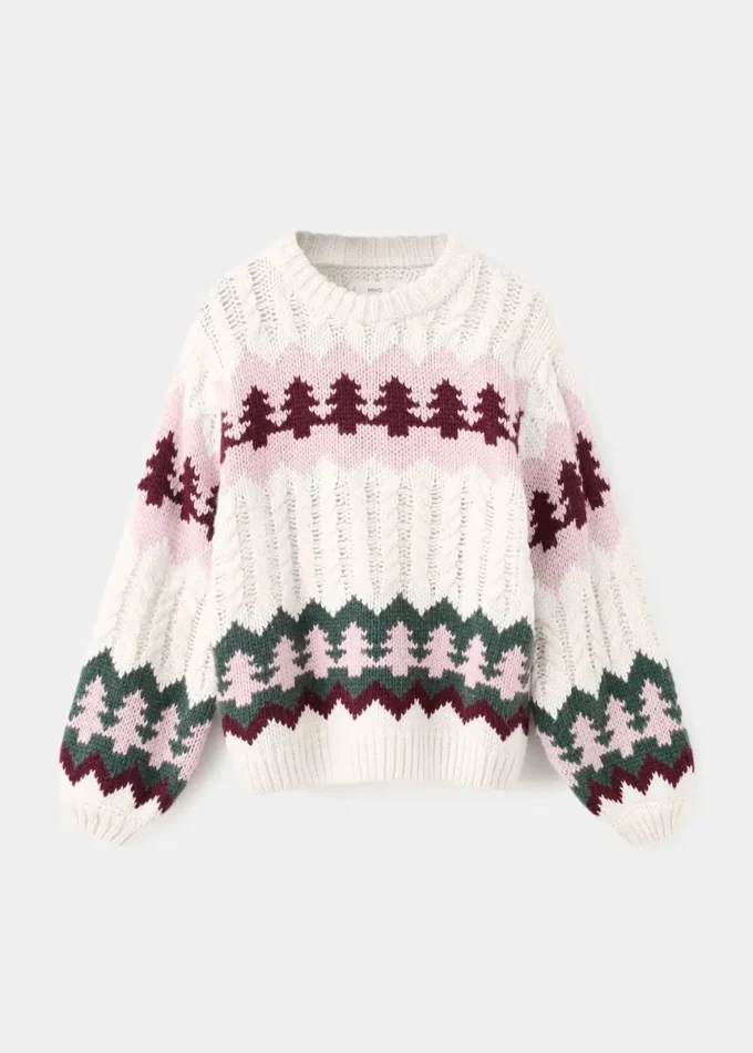 Pull tricoté à motif de Noël