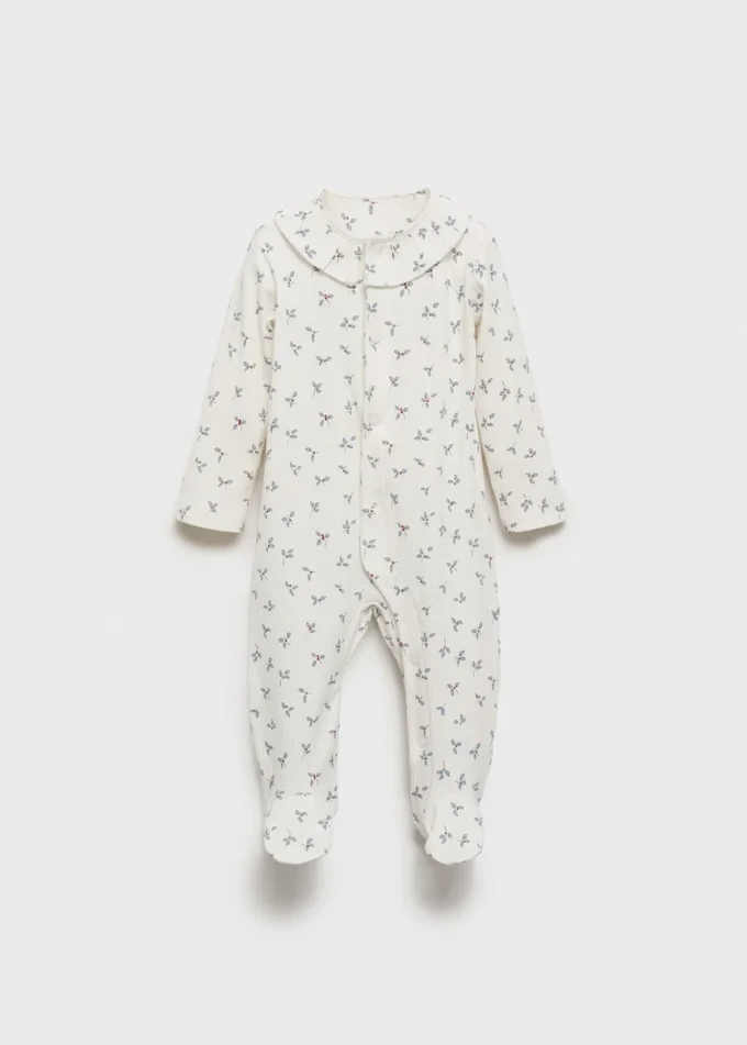 Pyjama à fleurs et col bébé