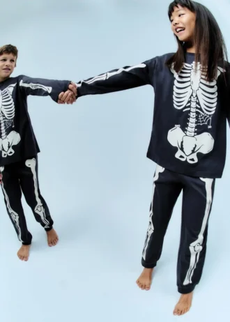 Pyjama squelette phosphorescent