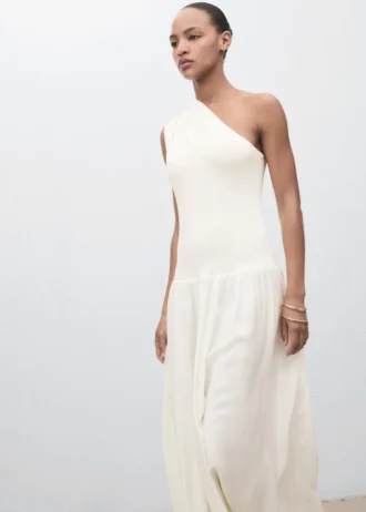 Robe asymétrique en maille combinée