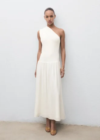 Robe asymétrique en maille combinée