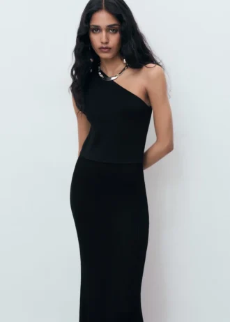 Robe asymétrique en maille mélangée