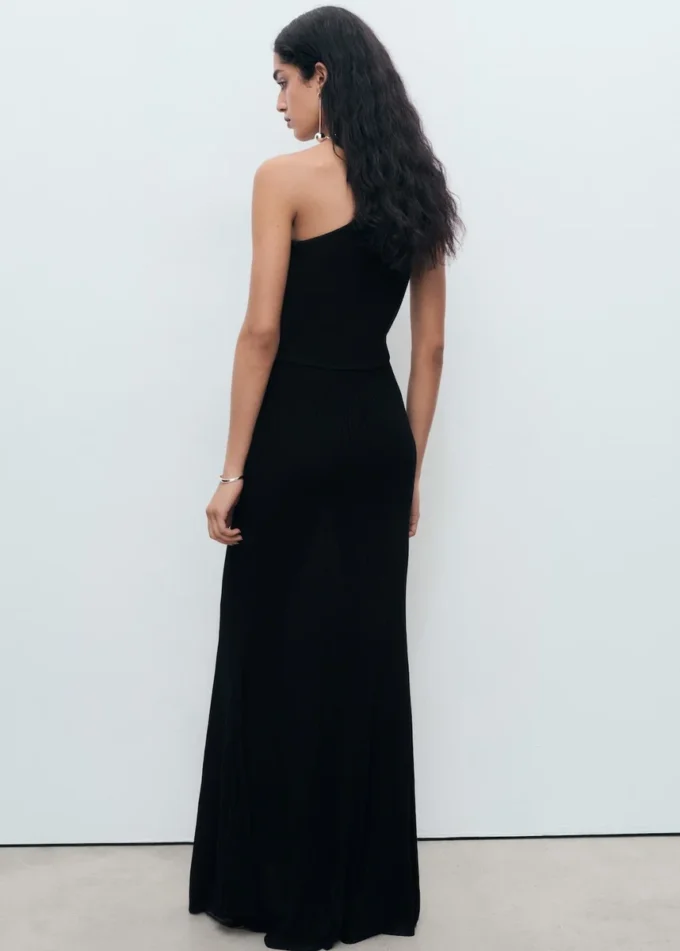 Robe asymétrique en maille mélangée Robe asymétrique en maille mélangée