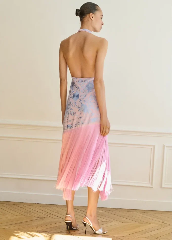 Robe asymétrique à franges brodées Robe asymétrique à franges brodées