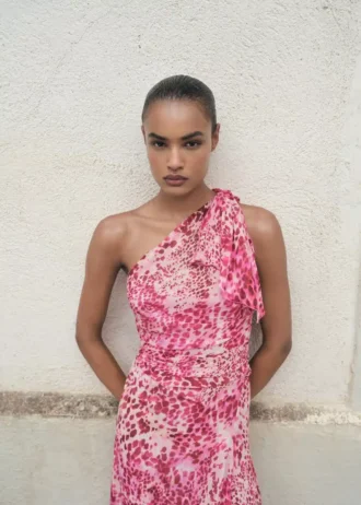 Robe asymétrique à imprimé animal