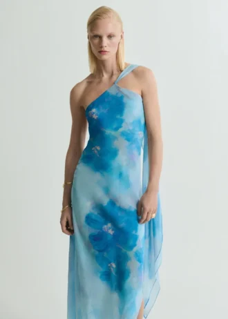 Robe asymétrique à imprimé floral