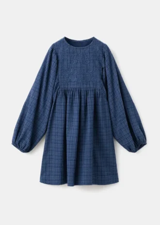 Robe à carreaux avec détails brodés