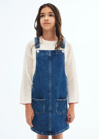 Robe chasuble courte en denim