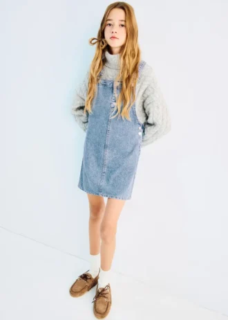 Robe chasuble courte en denim Robe chasuble courte en denim