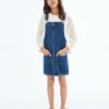 Robe chasuble courte en denim Robe chasuble courte en denim