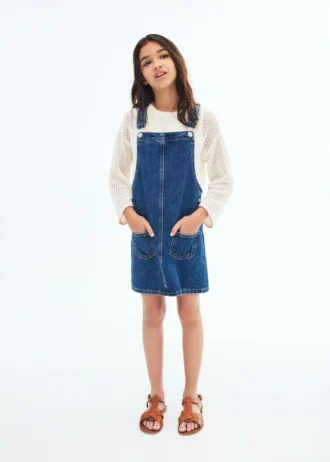 Robe chasuble courte en denim