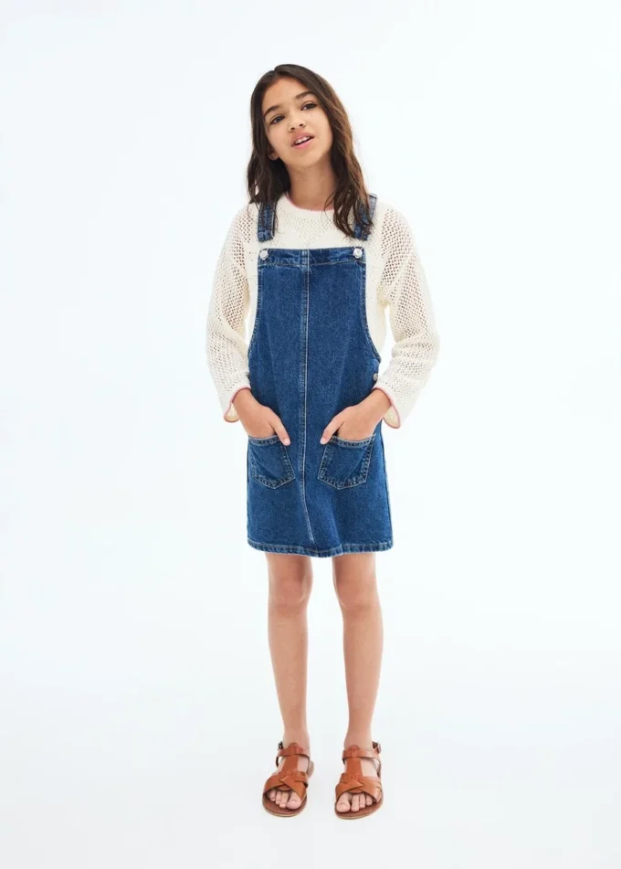 Robe chasuble courte en denim Robe chasuble courte en denim