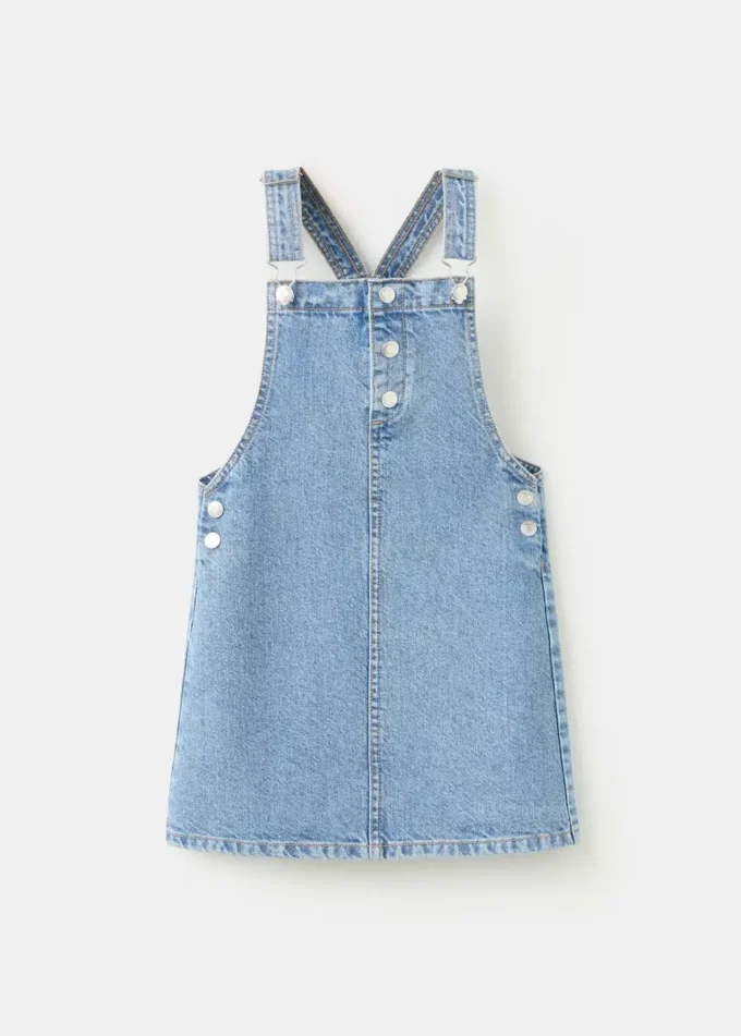 Robe chasuble courte en denim Robe chasuble courte en denim