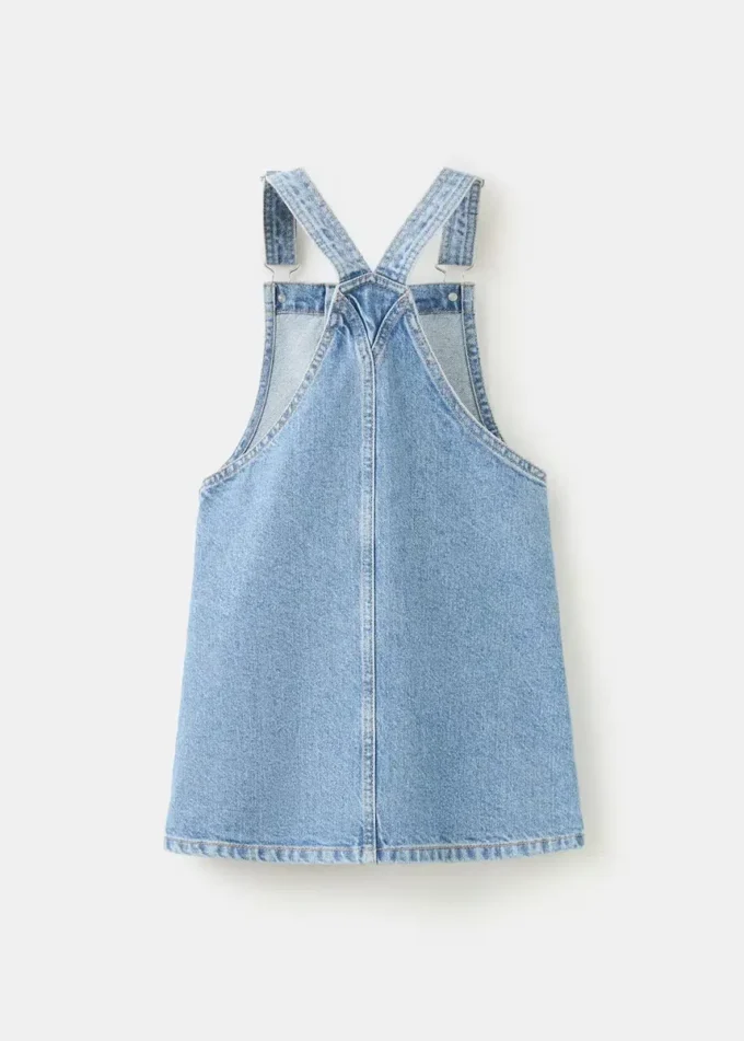 Robe chasuble courte en denim Robe chasuble courte en denim