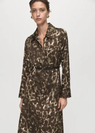 Robe chemise imprimée avec ceinture Robe chemise imprimée avec ceinture