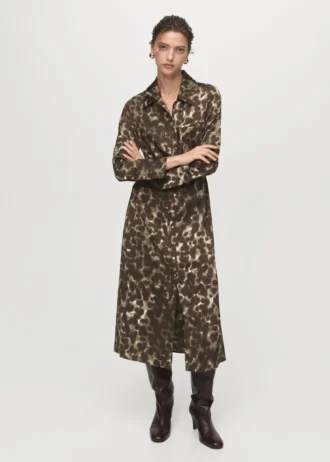 Robe chemise imprimée avec ceinture Robe chemise imprimée avec ceinture
