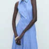 Robe chemise rayée en lin mélangé Robe chemise rayée en lin mélangé