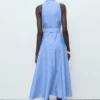 Robe chemise rayée en lin mélangé Robe chemise rayée en lin mélangé