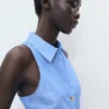 Robe chemise rayée en lin mélangé Robe chemise rayée en lin mélangé