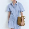 Robe chemise à rayures avec nœud Robe chemise à rayures avec nœud