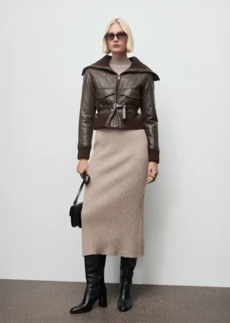 Robe côtelée à col Perkins