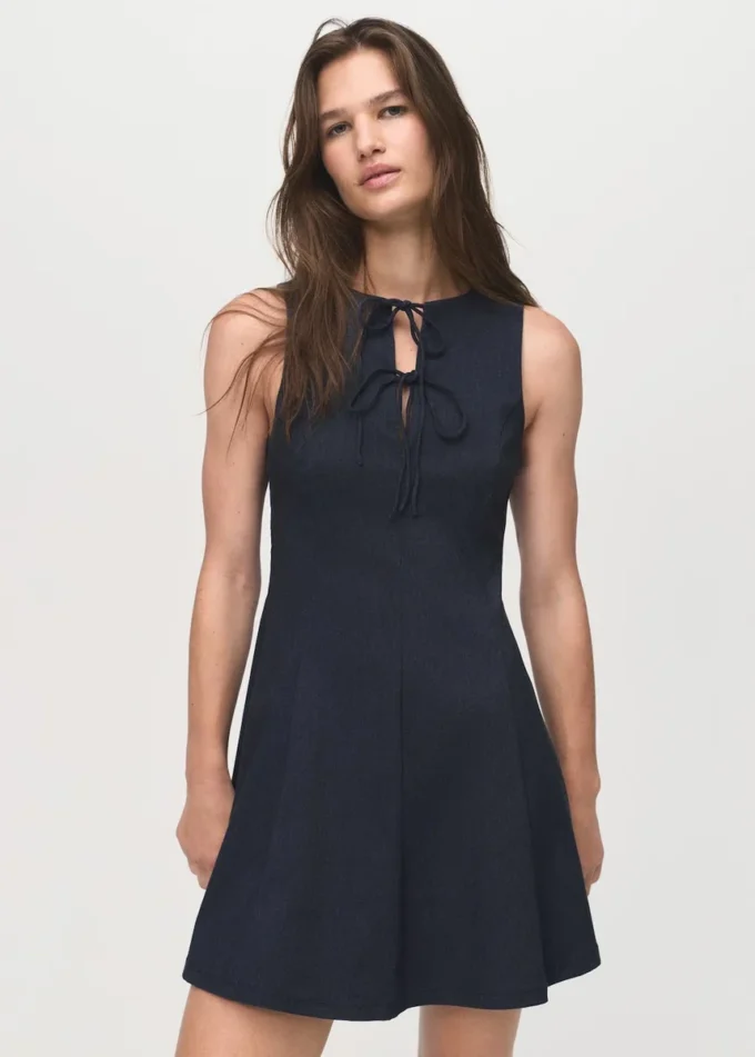 Robe effet denim avec nœuds Robe effet denim avec nœuds