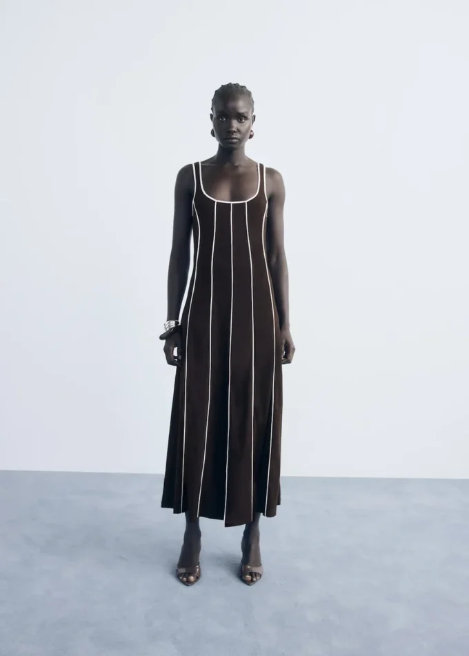Robe en coton rayé