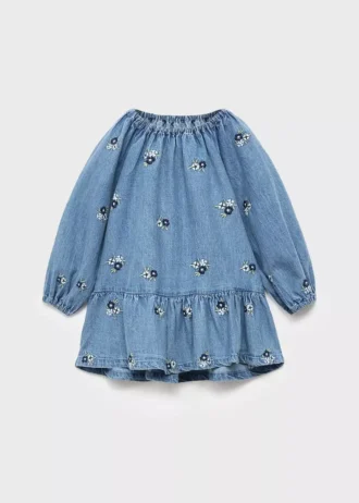 Robe en denim brodée de fleurs Robe en denim brodée de fleurs