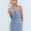 Robe en denim drapée