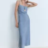 Robe en denim drapée