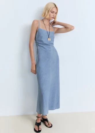 Robe en denim drapée