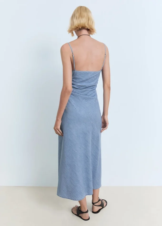 Robe en denim drapée