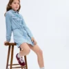 Robe en denim à nœud Robe en denim à nœud