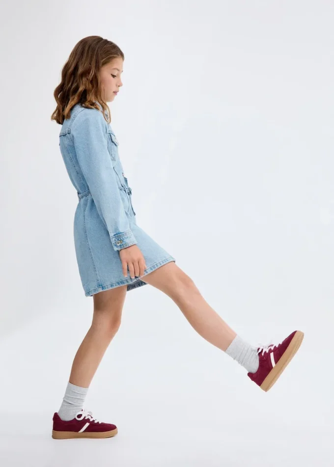 Robe en denim à nœud Robe en denim à nœud