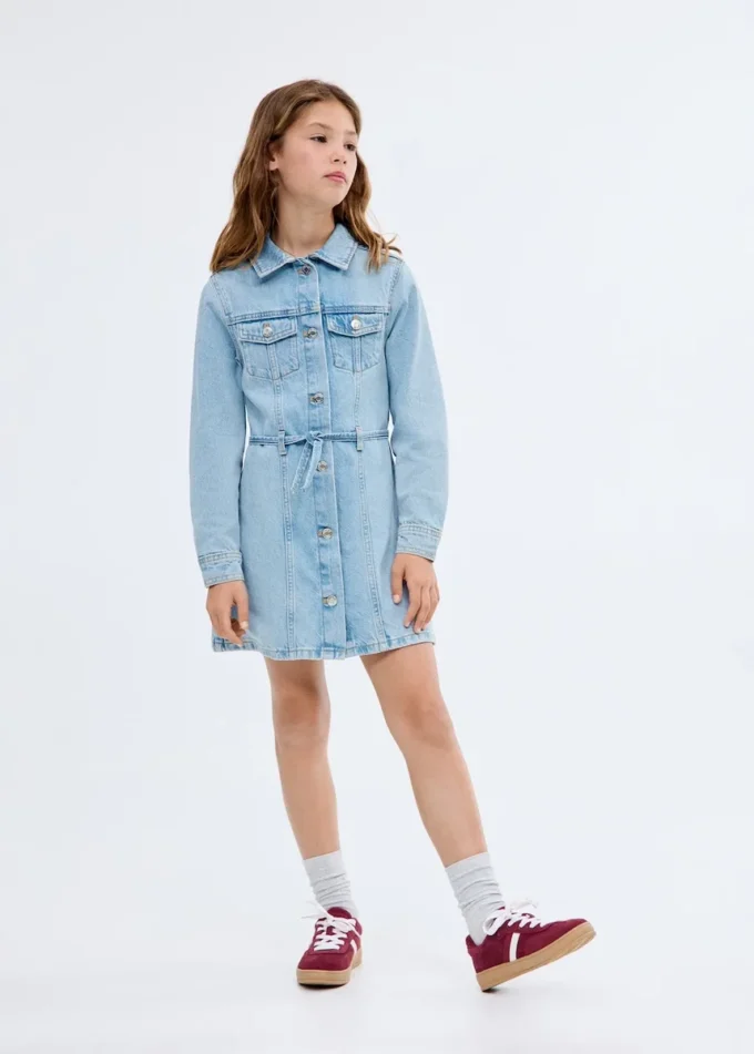 Robe en denim à nœud Robe en denim à nœud