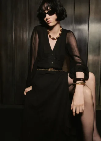 Robe en mousseline à manches bouffantes