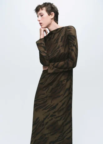 Robe en satin à imprimé animal