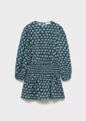 Robe florale froncée