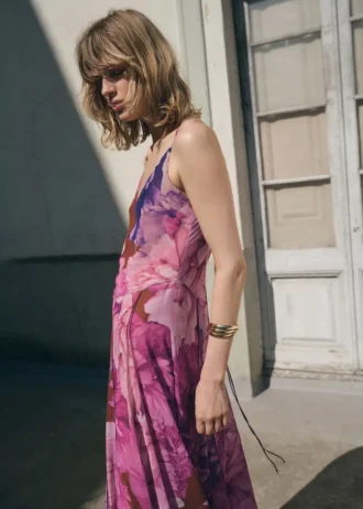 Robe à godets à motif floral