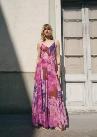 Robe à godets à motif floral