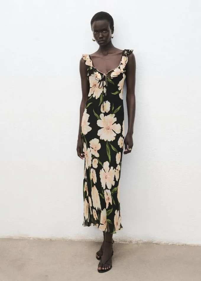 Robe à imprimé floral avec volants Robe à imprimé floral avec volants