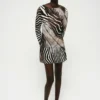 Robe imprimé zèbre à manches évasées Robe imprimé zèbre à manches évasées