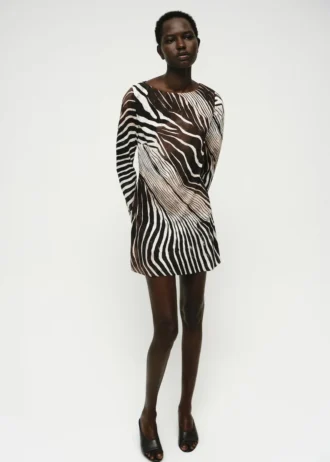 Robe imprimé zèbre à manches évasées