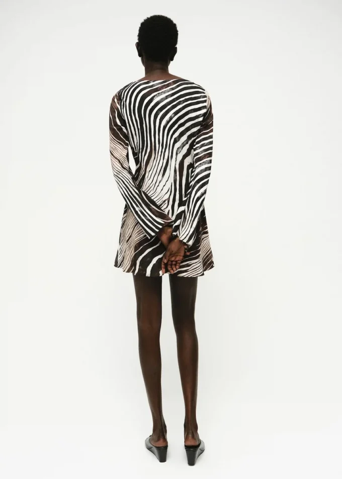 Robe imprimé zèbre à manches évasées Robe imprimé zèbre à manches évasées