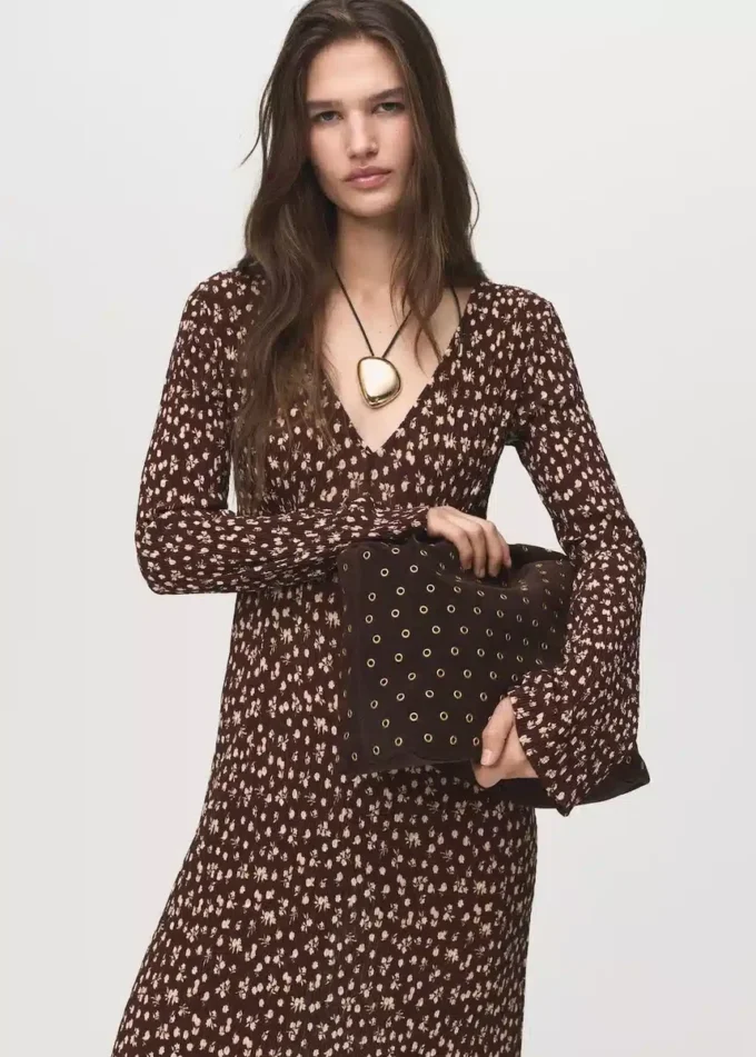 Robe imprimée à col en V Robe imprimée à col en V