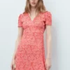 Robe imprimée à col en V Robe imprimée à col en V