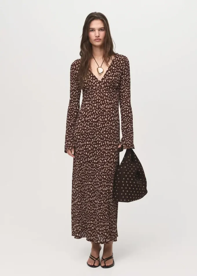 Robe imprimée à col en V Robe imprimée à col en V
